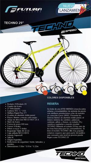 Bicicleta MTB R29 Futura varon modelo Techno 21 Veloc. Cod. 5300