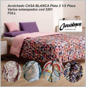 Acolchado CASA BLANCA Plata 2 1/2 Plaza Full  Varios estampados Cod.3201