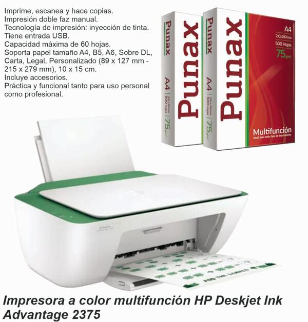 Impresora HP DJ Ink MFP Color 2375 -7WQ01A - Imagen 2