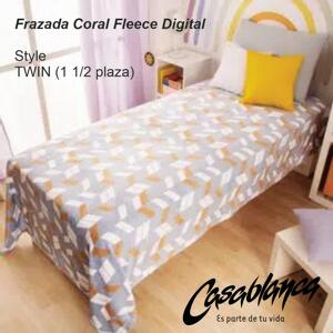 Frazada coral Fleece digital CASA BLANCA Oro Twin – 1 1/2 plaza – varios estampados