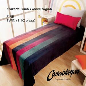 Frazada coral Fleece digital CASA BLANCA Oro Twin – 1 1/2 plaza – varios estampados