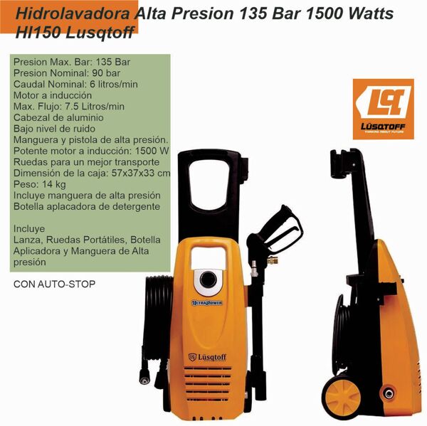 Hidrolavadora Electrica LUSQTOFF 1500W 135BAR HI150
