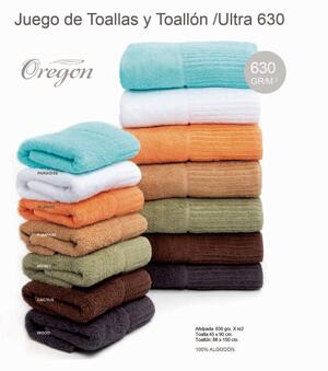 Juego de toallon y toalla OREGON Ultra 45x90cm/88x150cm  630gr cod.1421003 – Linea Hogar