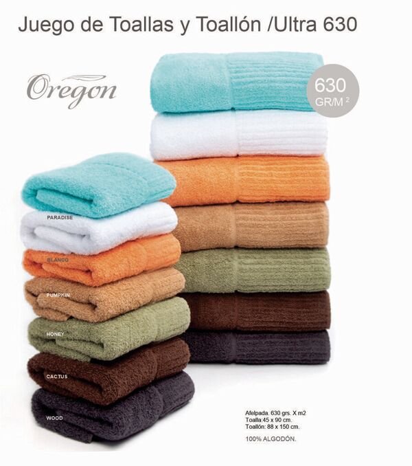Juego de toallon y toalla OREGON Ultra 45x90cm/88x150cm  630gr cod.1421003 - Linea Hogar
