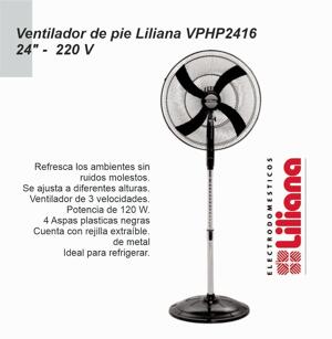 Ventilador de pie LILIANA 24» 120W PARR/METAL NEGRA – ASPAS PLASTICAS NEGRAS VVPHP2416