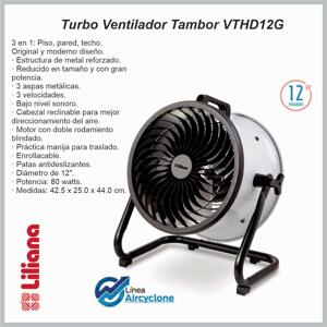 Turbo Ventilador Reclinable LILIANA 12» 80W GRIS VVTHD12G