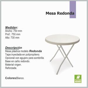 Mesa Redonda 75cm Plegable Blanco 1-00475