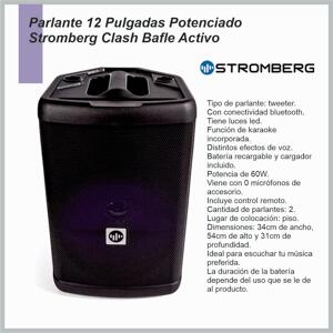 Parlante CLASH-NE Carrito C/Bateria STROMBERG BT/AUX 60W RMS