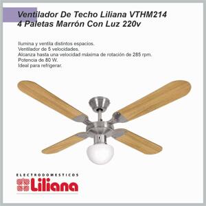 Ventilador de techo LILIANA – 4 ASPAS MAD REG PARED 4 VEL 1.20 – VVTHM214