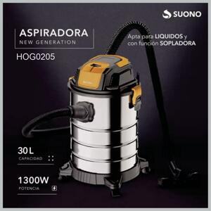 Aspiradora Industrial  Suono 1300w 30lts HEPA acero HOG0205