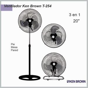 Ventilador 20» 3 en 1 Pie-Turbo-Pared KEN BROWN T-254