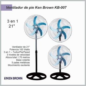 Ventilador 21» KENBROWN 100W 3 en 1 Pie – Turbo – Pared KB-007