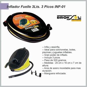 Inflador fuelle 3lts 3 picos BROKSOL INF-01