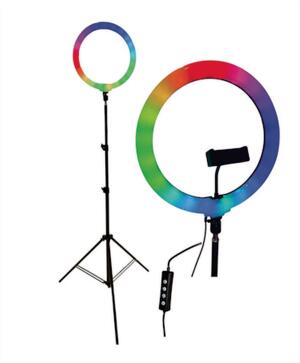Aro de luz SUONO RGB 30cm blanco + Tripode para aro de luz ILU006 gris HOG0144