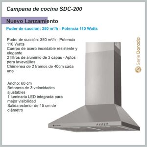 Campana de cocina SERIE DORADA Acero inox. SDC-200