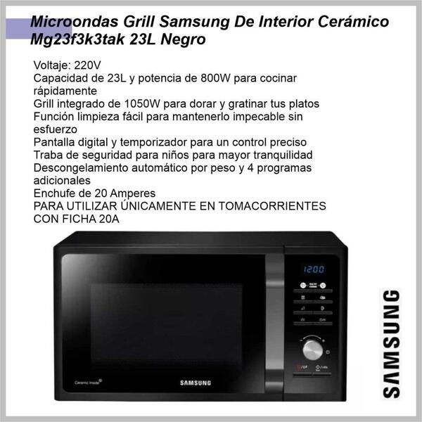 Microondas Samsung MG23F3K3TAK/BG