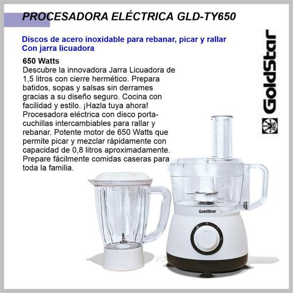 Procesadora c/licuadora GOLDSTAR GLD-TY650