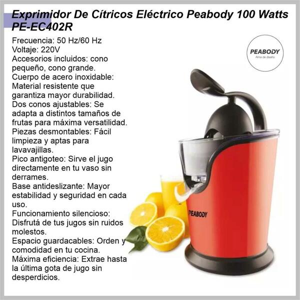 Exprimidor de citricos PEABODY Rojo PE-EC402R