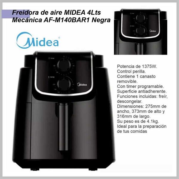 Freidora de aire MIDEA 4Lts  Mecánica AF-M140BAR1 Negra