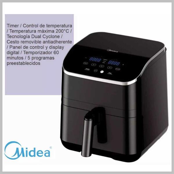Freidora de aire MIDEA Digital 5,5lts AF-D155BAR1 Negra