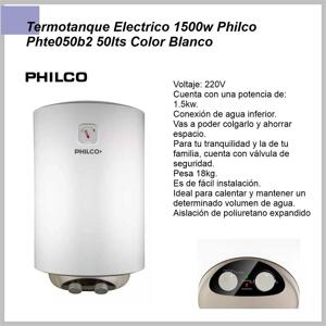 Termotanque Electrico PHILCO 50lts.-PHTE050B2 Carga Inferior