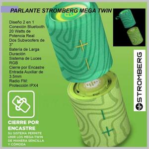 Parlante STROMBERG bluetooth MEGA TWIN SC-11-MGTWN-W tws 2 x 15w rms