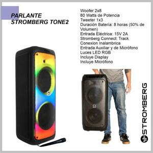 Parlante STROMBERG Torre pot bt/80w rms/aux 3.5 y 6.3 luces SC-01-TONE2-NE TONE-2