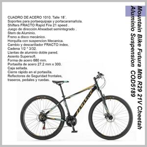 Bicicleta FUTURA MTB R29 Cheetah acero susp del disc 21V Negra/Amarilla 5189