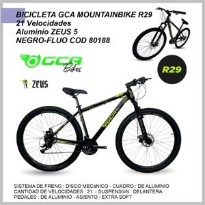 Bicicleta GCA Mountainbike R29 21 velocidades aluminio Zeus 5  negra y fluo 80188