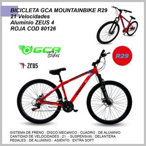 Bicicleta GCA Mountainbike R29 21 velocidades aluminio Zeus 4 roja 80126