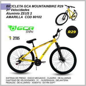 Bicicleta GCA Mountainbike R29 21 velocidades aluminio Zeus 2 amarillo 80102