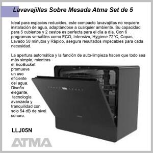Lavavajillas ATMA 5 cubiertos negro LLJ05N