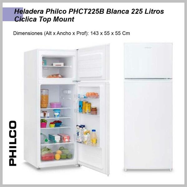 Heladera PHILCO ciclica Top Mount blanca PHCT225B