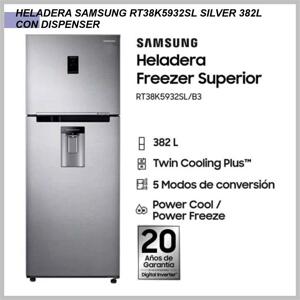 Heladera Samsung RT38K5932SL 380lts Silver c/ Dispenser